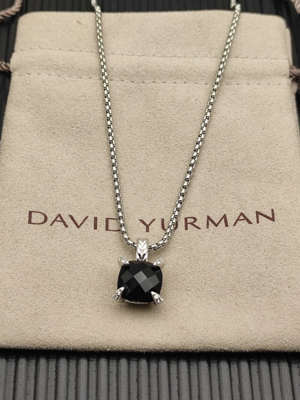 David Yurman 11mm silver four-prong black  necklace
